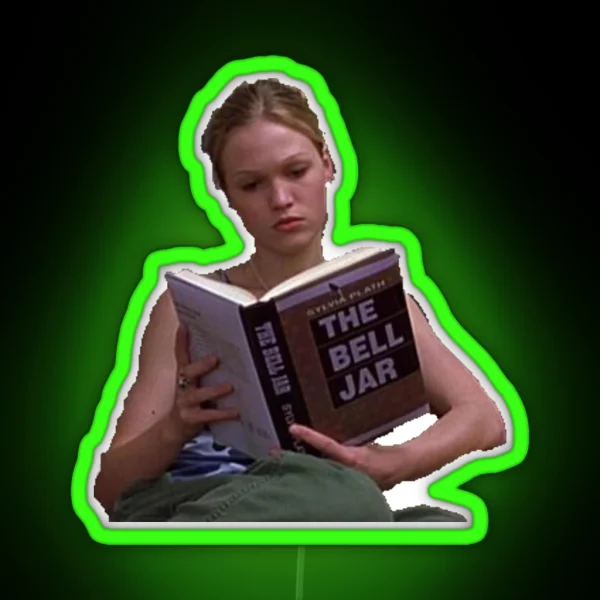 Kat Stratford Reading The Bell Jar RGB Neon Sign