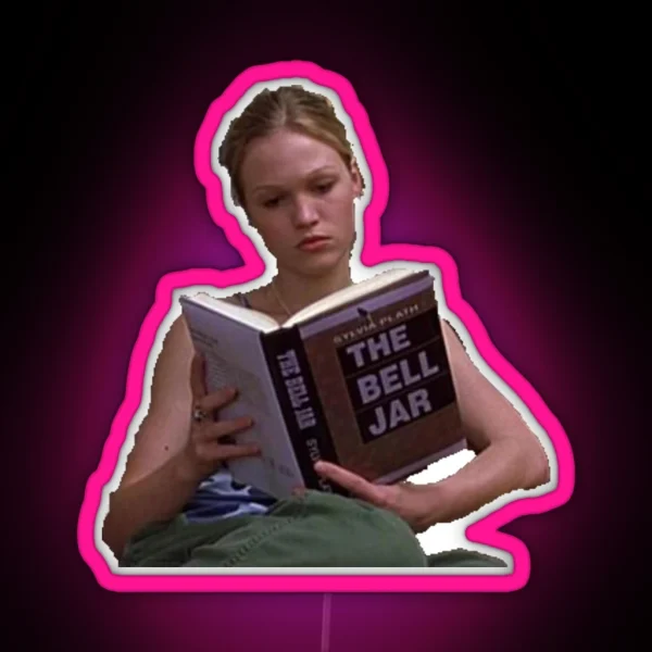Kat Stratford Reading The Bell Jar RGB Neon Sign