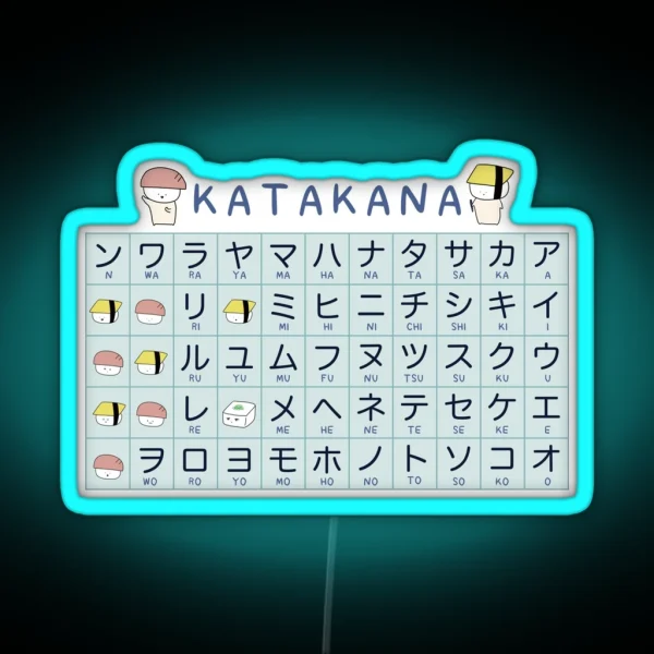 Katakana Cheat Sheet RGB Neon Sign
