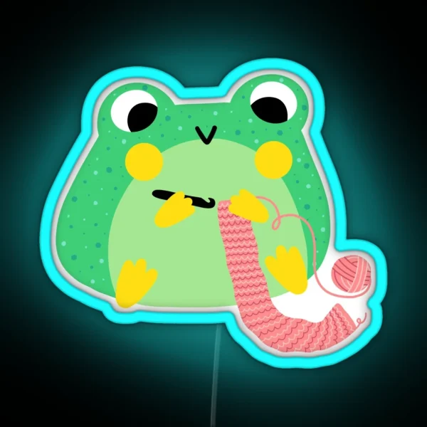 Kawaii Crochet Froggy RGB Neon Sign