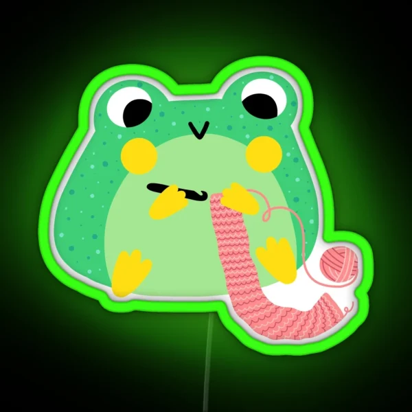 Kawaii Crochet Froggy RGB Neon Sign