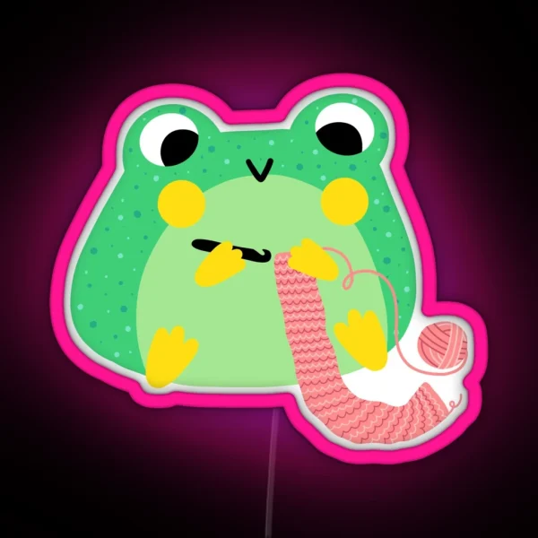 Kawaii Crochet Froggy RGB Neon Sign