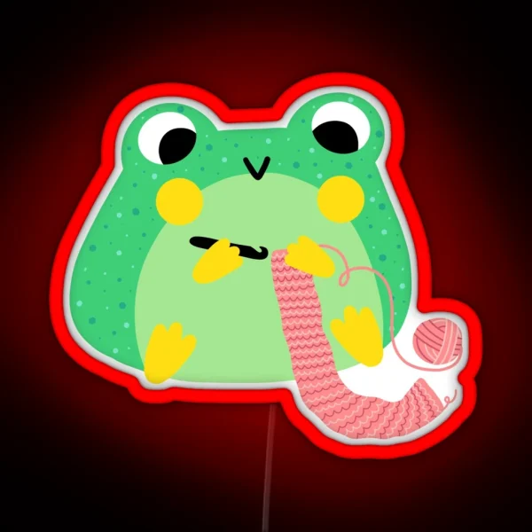 Kawaii Crochet Froggy RGB Neon Sign
