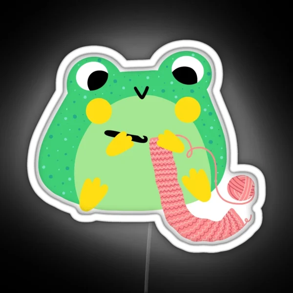 Kawaii Crochet Froggy RGB Neon Sign