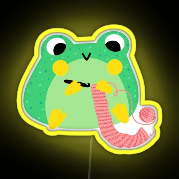 Kawaii Crochet Froggy RGB Neon Sign