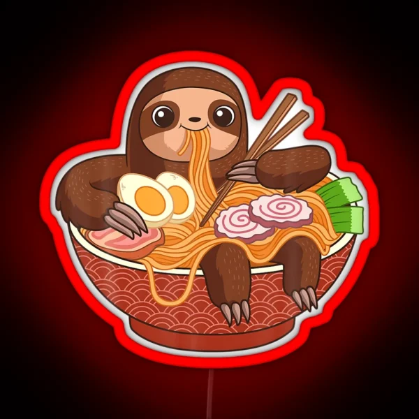 Kawaii Cute Anime Sloth Japanese Ramen Noodles RGB Neon Sign