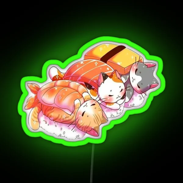 Kawaii Cute Cats Sushi Otaku Japanese RGB Neon Sign
