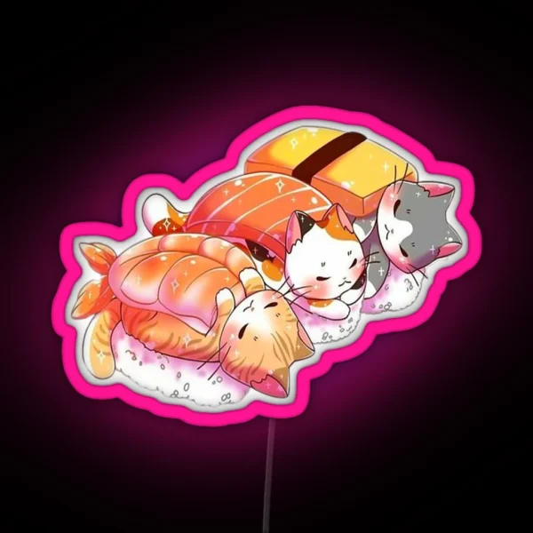 Kawaii Cute Cats Sushi Otaku Japanese RGB Neon Sign