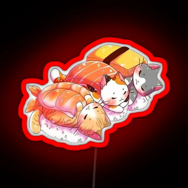Kawaii Cute Cats Sushi Otaku Japanese RGB Neon Sign