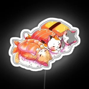 Kawaii Cute Cats Sushi Otaku Japanese RGB Neon Sign