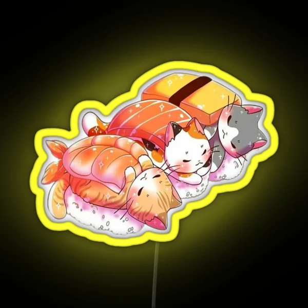 Kawaii Cute Cats Sushi Otaku Japanese RGB Neon Sign