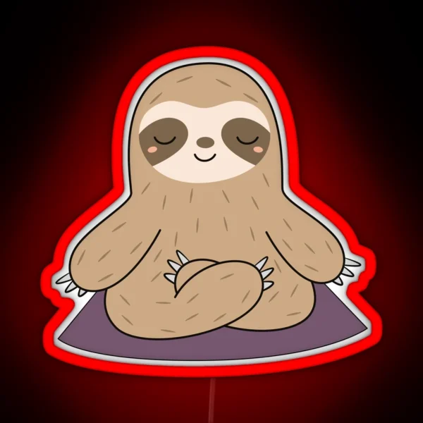 Kawaii Cute Yoga Meditating Sloth RGB Neon Sign