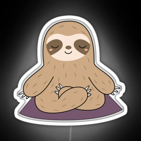 Kawaii Cute Yoga Meditating Sloth RGB Neon Sign