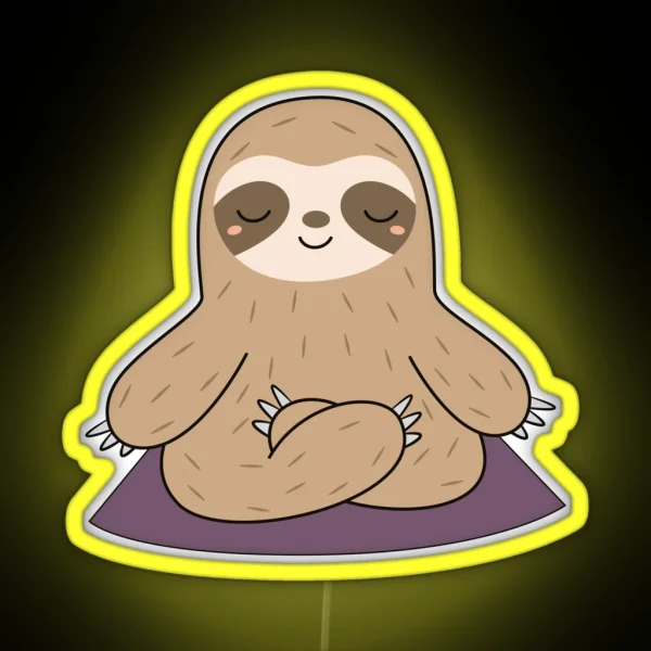 Kawaii Cute Yoga Meditating Sloth RGB Neon Sign