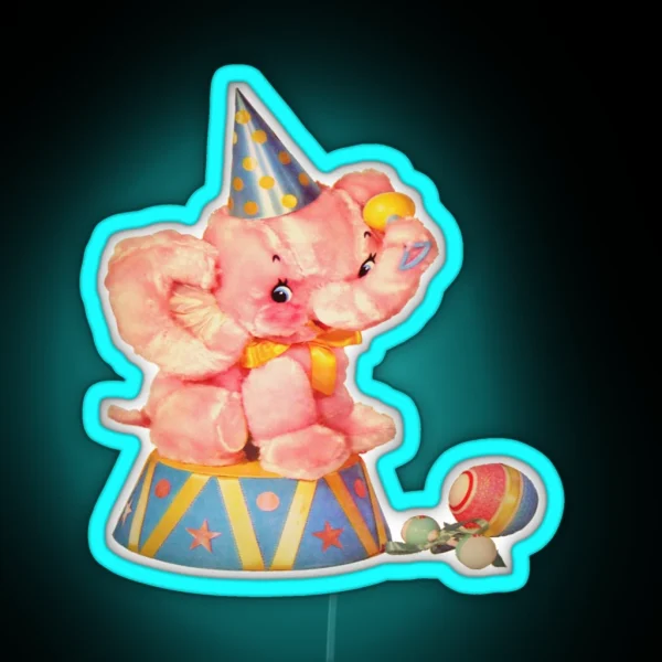 Kawaii Kitsch Meyercord Elephant RGB Neon Sign