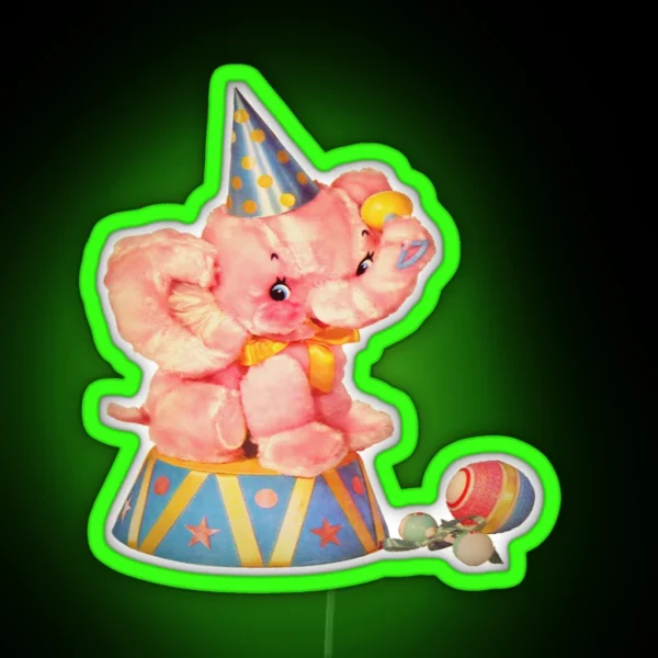 Kawaii Kitsch Meyercord Elephant RGB Neon Sign