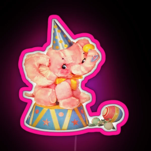 Kawaii Kitsch Meyercord Elephant RGB Neon Sign