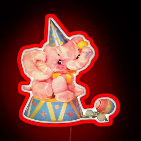 Kawaii Kitsch Meyercord Elephant RGB Neon Sign