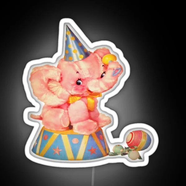 Kawaii Kitsch Meyercord Elephant RGB Neon Sign