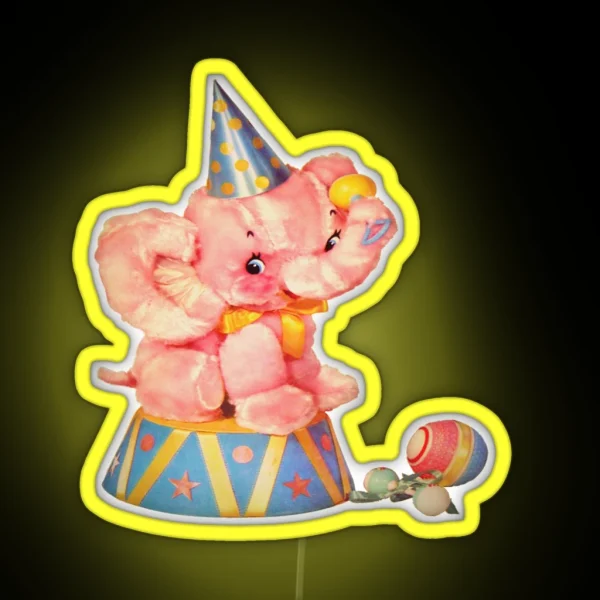 Kawaii Kitsch Meyercord Elephant RGB Neon Sign