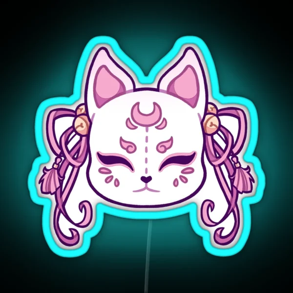 Kawaii Kitsune Mask RGB Neon Sign