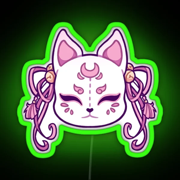 Kawaii Kitsune Mask RGB Neon Sign