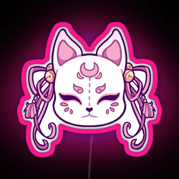 Kawaii Kitsune Mask RGB Neon Sign