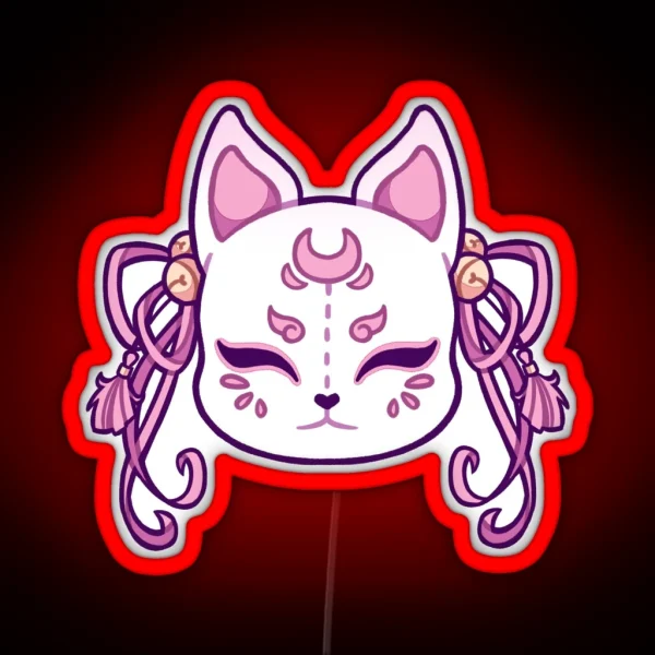 Kawaii Kitsune Mask RGB Neon Sign