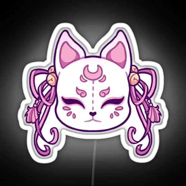Kawaii Kitsune Mask RGB Neon Sign