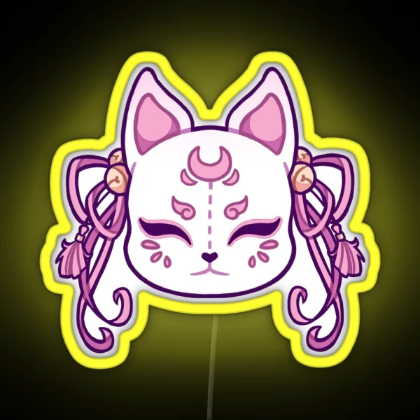 Kawaii Kitsune Mask RGB Neon Sign