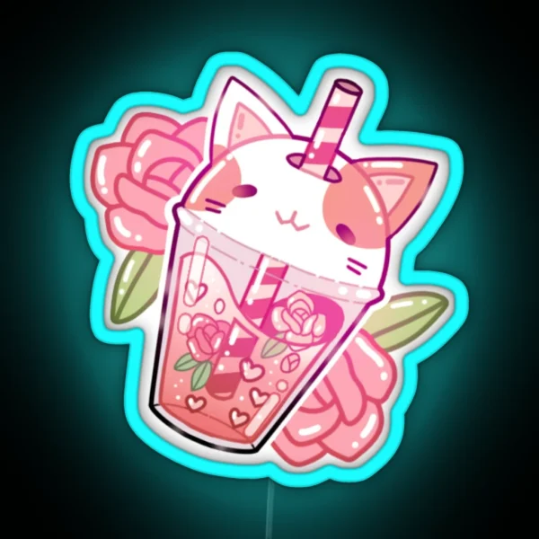 Kawaii Neko Boba Led Magnet RGB Neon Sign