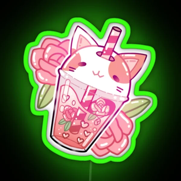 Kawaii Neko Boba Led Magnet RGB Neon Sign