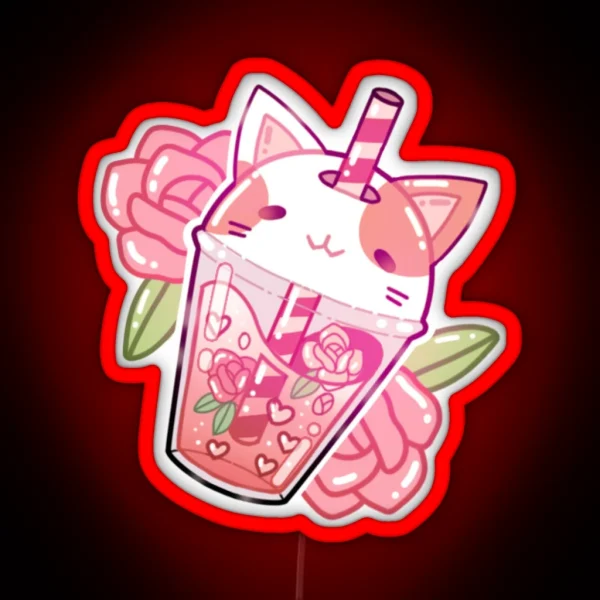 Kawaii Neko Boba Led Magnet RGB Neon Sign