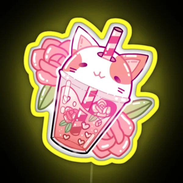 Kawaii Neko Boba Led Magnet RGB Neon Sign