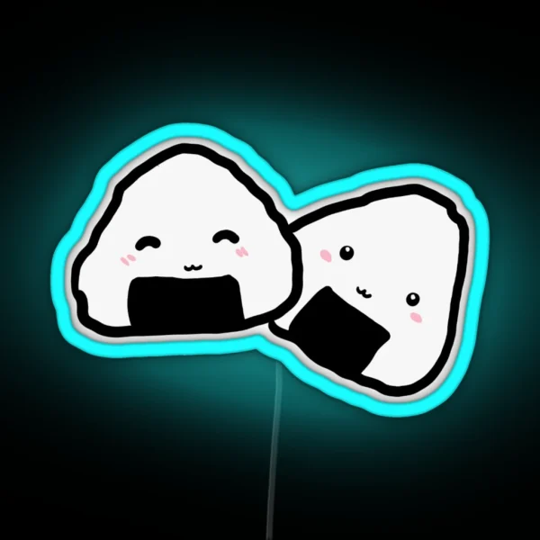 Kawaii Onigiri Duo RGB Neon Sign