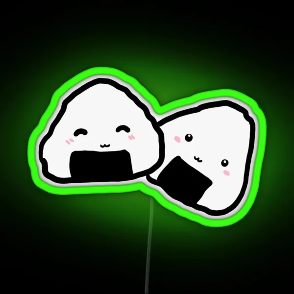 Kawaii Onigiri Duo RGB Neon Sign