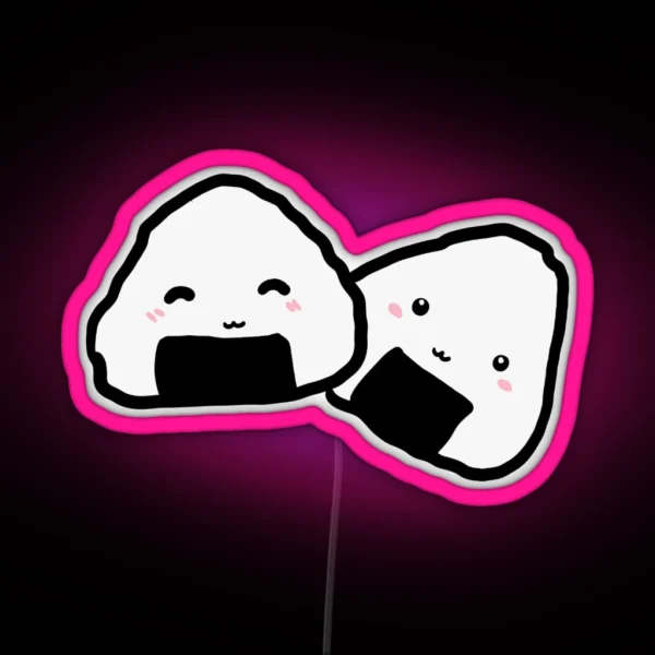 Kawaii Onigiri Duo RGB Neon Sign