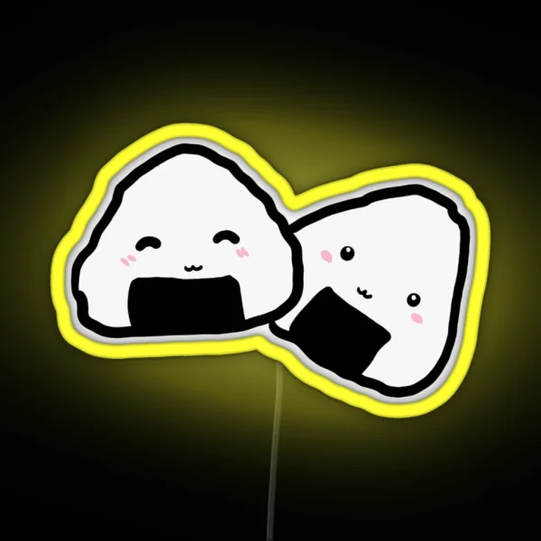 Kawaii Onigiri Duo RGB Neon Sign