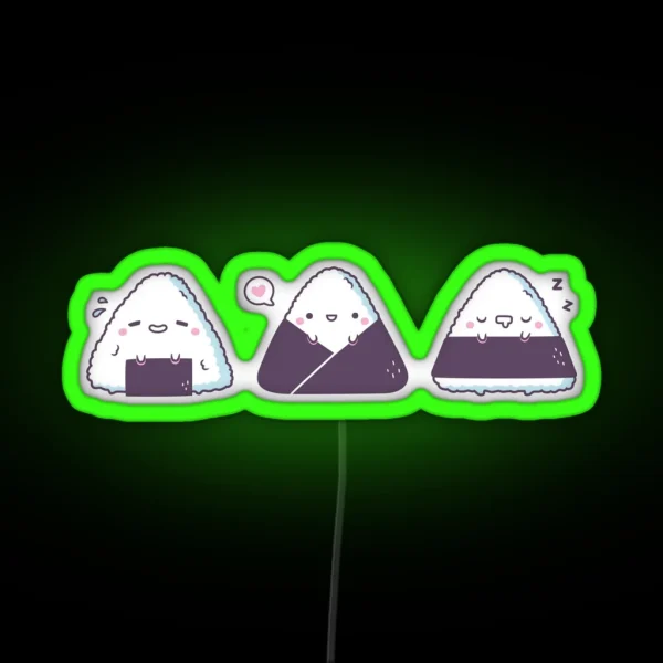 Kawaii Onigiri Japanese Rice Balls Trio RGB Neon Sign