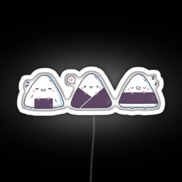 Kawaii Onigiri Japanese Rice Balls Trio RGB Neon Sign