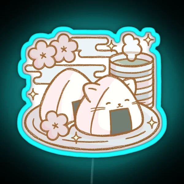 Kawaii Onigiri Neko RGB Neon Sign