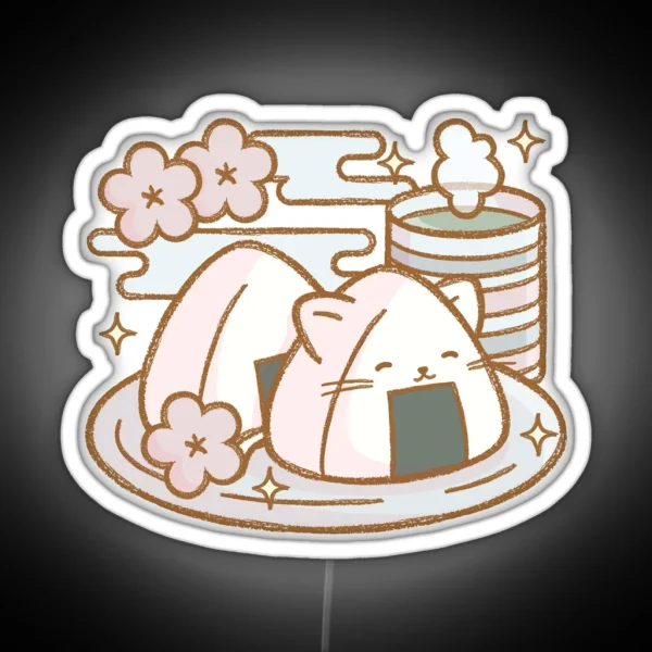 Kawaii Onigiri Neko RGB Neon Sign