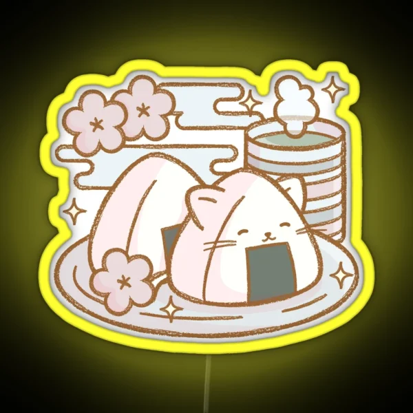 Kawaii Onigiri Neko RGB Neon Sign