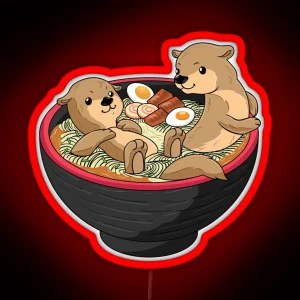 Kawaii Otter Led Japanese Ramen Noodles Soup Otter Lover RGB Neon Sign