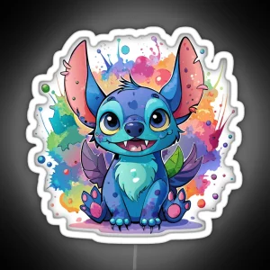 Kawaii Stitch Watercolor Splash RGB Neon Sign