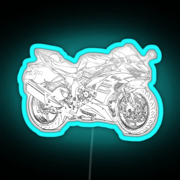 Kawasaki ZX 6 R Pencil Silhouette Motorcycle RGB Neon Sign
