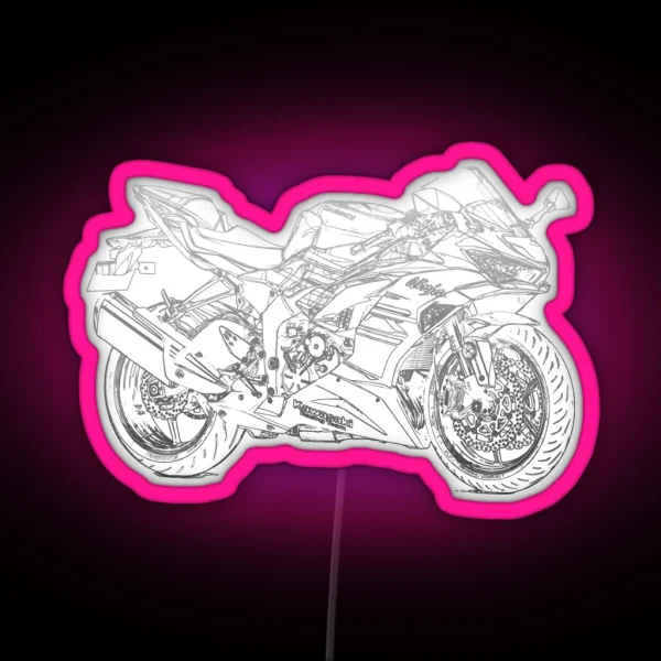 Kawasaki ZX 6 R Pencil Silhouette Motorcycle RGB Neon Sign