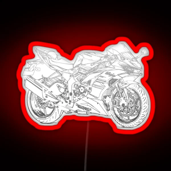 Kawasaki ZX 6 R Pencil Silhouette Motorcycle RGB Neon Sign