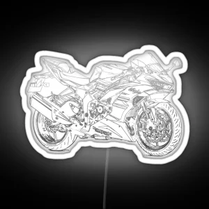 Kawasaki ZX 6 R Pencil Silhouette Motorcycle Art Naked Bike Roadster RGB Neon Sign