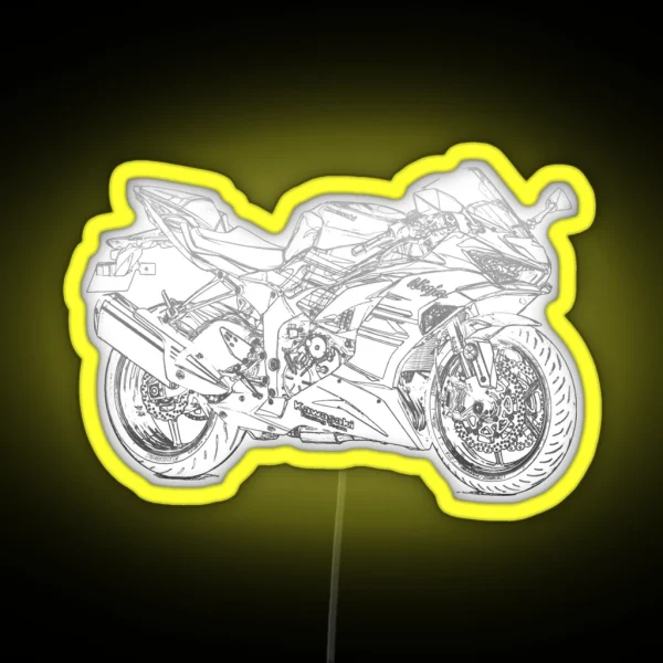Kawasaki ZX 6 R Pencil Silhouette Motorcycle RGB Neon Sign